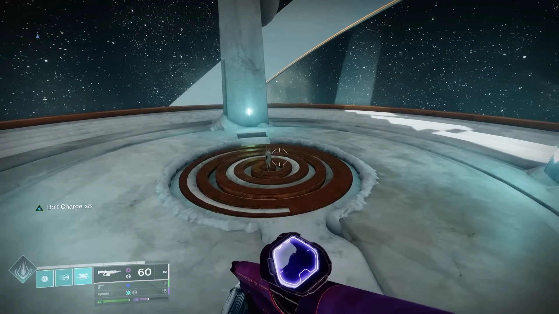 Follow the right-side route and land on the spiral target beyond the green sphere.